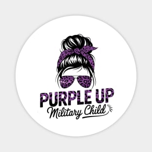 Purple Up Military Child Messy Bun Magnet